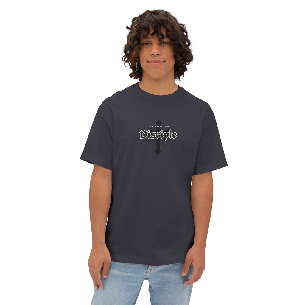 “Stealth” Disciple Logo Tee || Oversized Box Fit || Christian Faith-Based Graphic T-Shirt