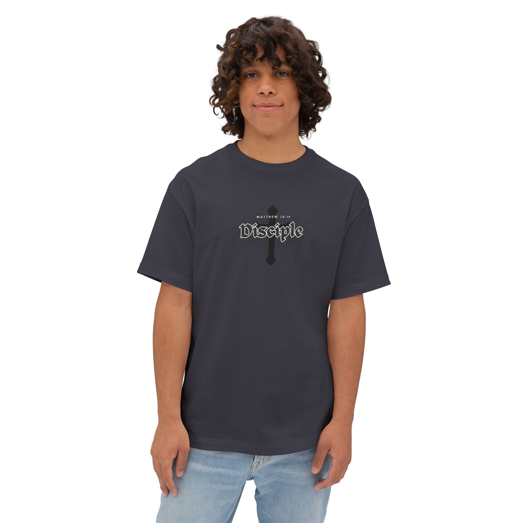 “Stealth” Disciple Logo Tee || Oversized Box Fit || Christian Faith-Based Graphic T-Shirt