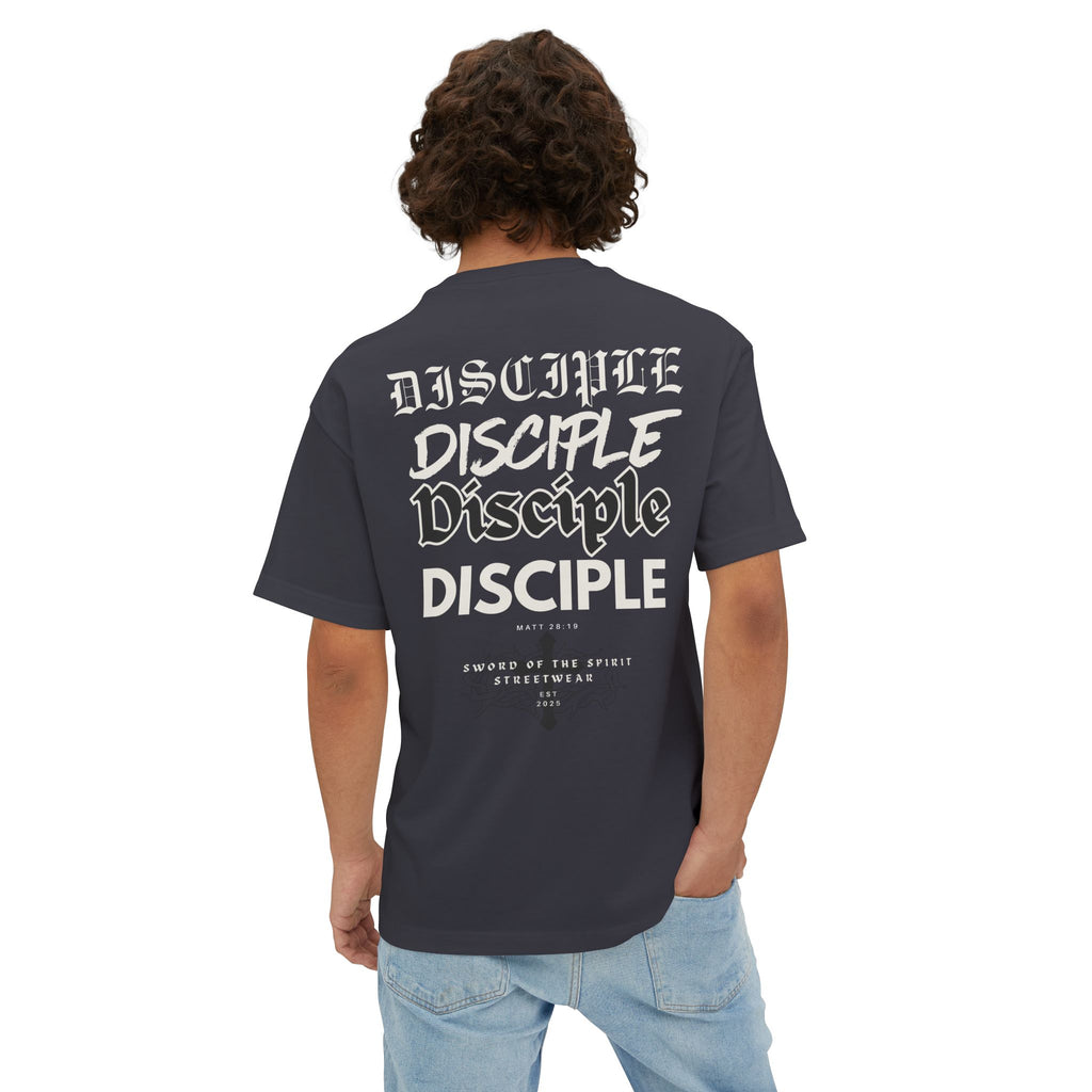 “Stealth” Disciple Logo Tee || Oversized Box Fit || Christian Faith-Based Graphic T-Shirt