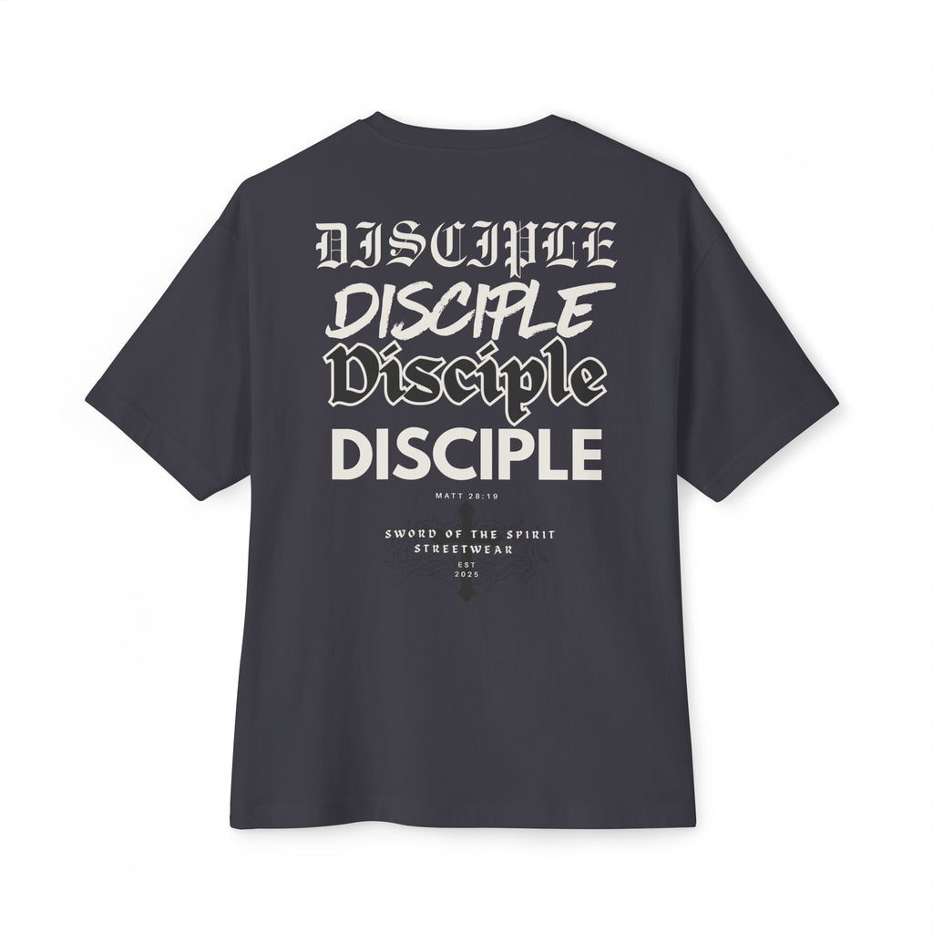 “Stealth” Disciple Logo Tee || Oversized Box Fit || Christian Faith-Based Graphic T-Shirt